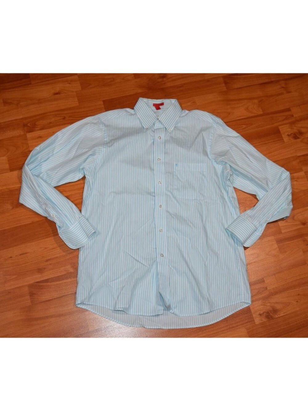 Izod Easy Care 80S 2Ply Men's Sz M Blue Striped Button Front Shirt